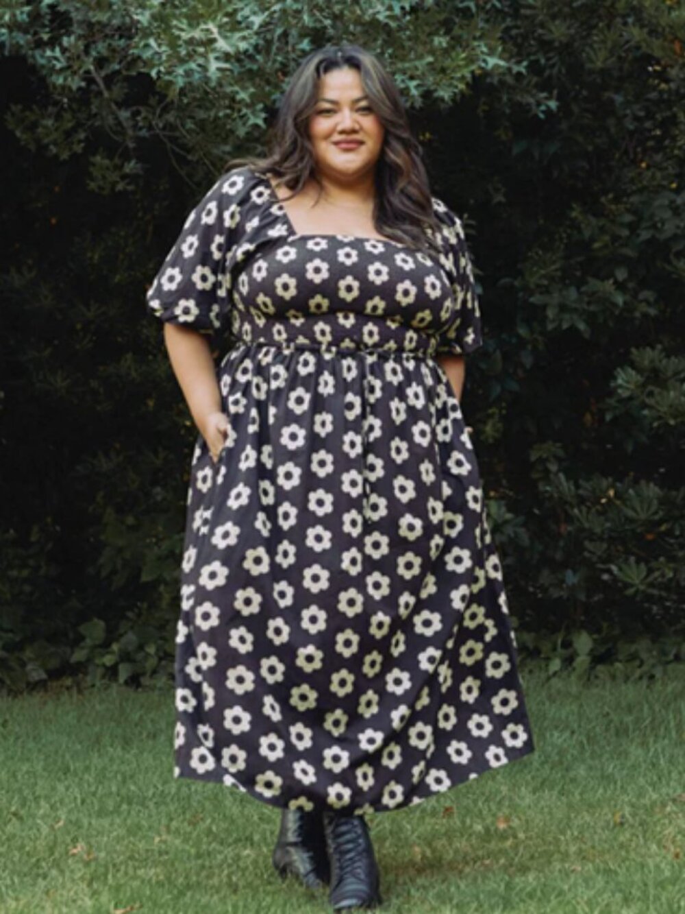 Christy Dawn The Katrina Dress Extended in Noir Daisy 2X